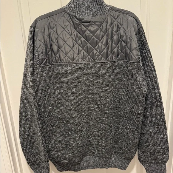 Mens Gioberti Gray Full Zip Quilted Sweater Jacket Size L - Picture 13 of 14